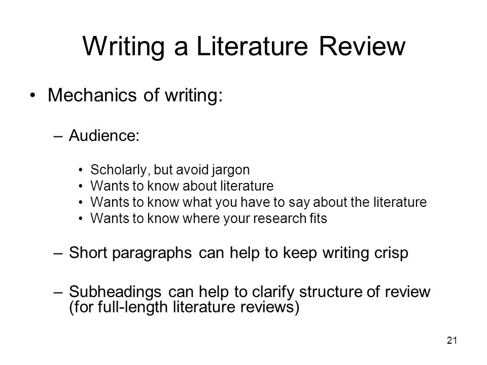 subheadings in a literature review